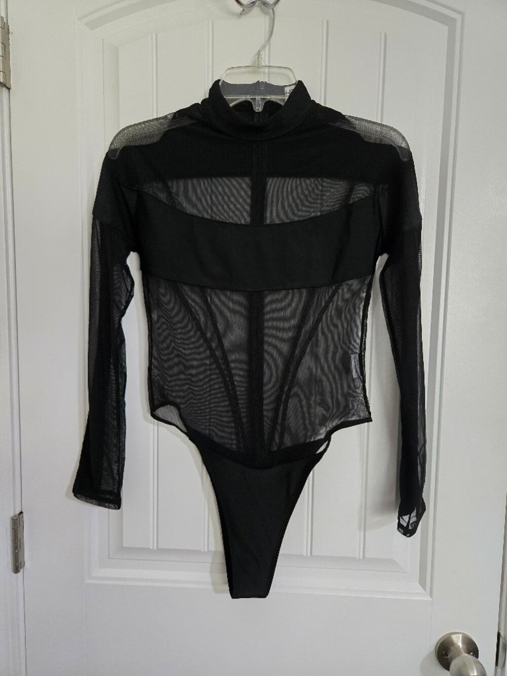 Heiress Beverly Hills Premium Sheer Panelled Bodysuit – Black, Size M